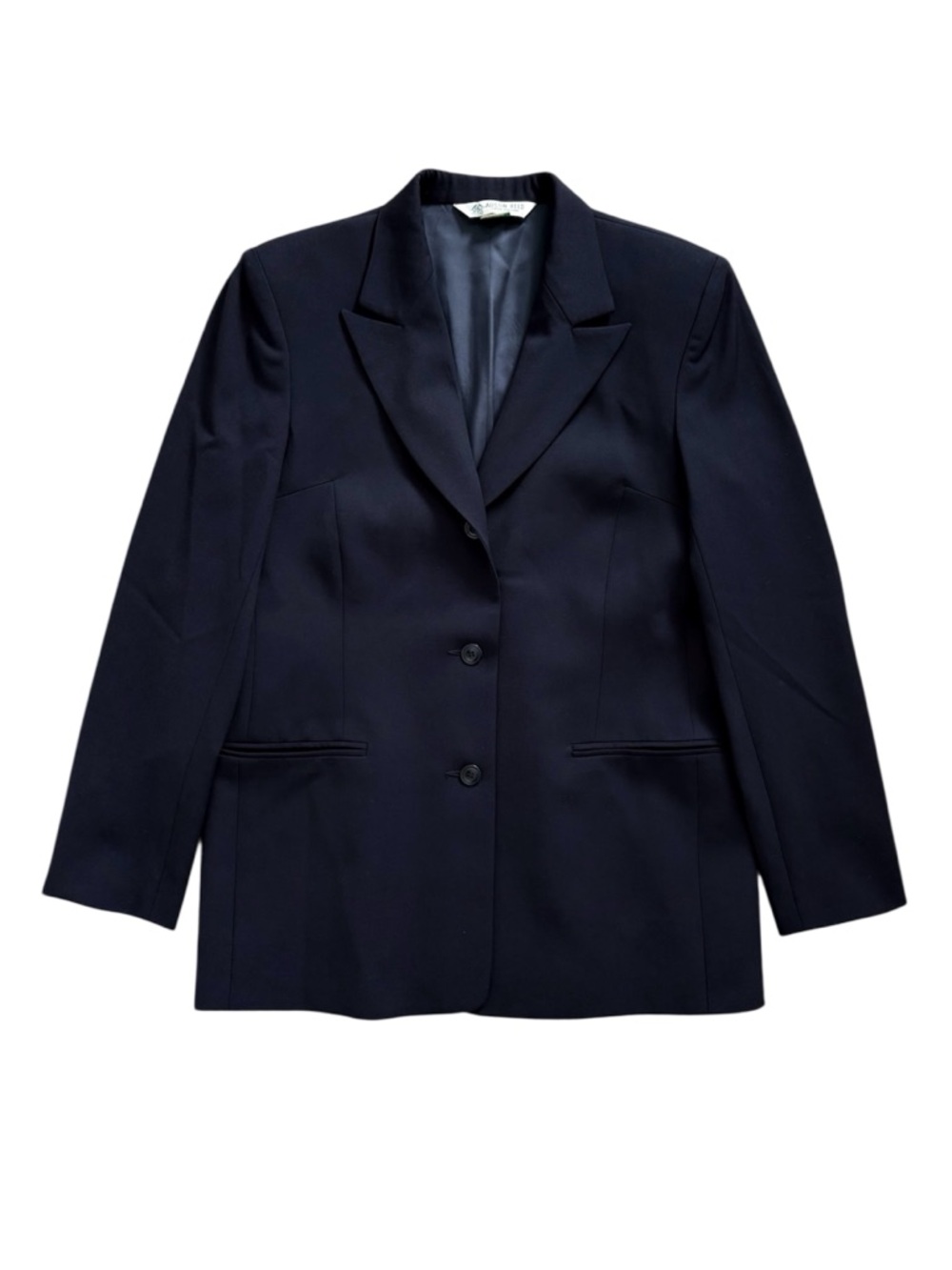 Vtg Austin Reed Fitted Wool Navy Blue Classic Preppy Elegant Blazer Size 10